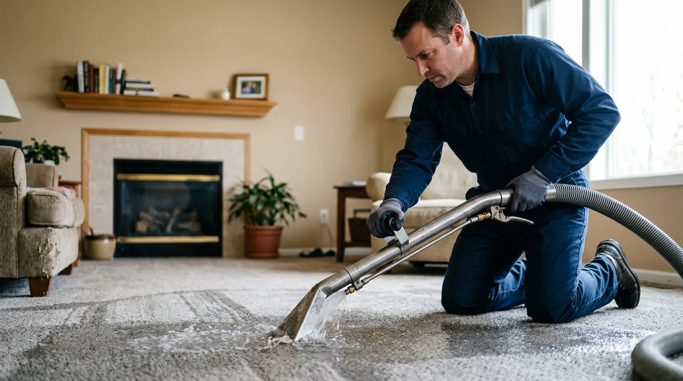 Water damage restoration technician working near Termo, CA